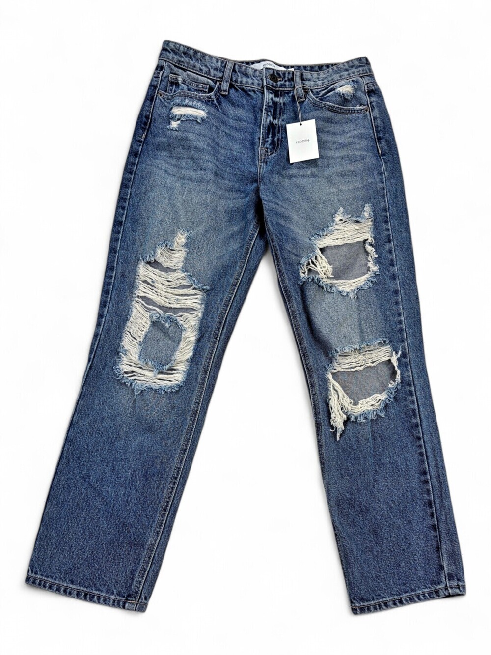 Hidden Jean Bailey Boyfriend Distressed Jeans Blue Size 27 HD1980BF-DK NWT